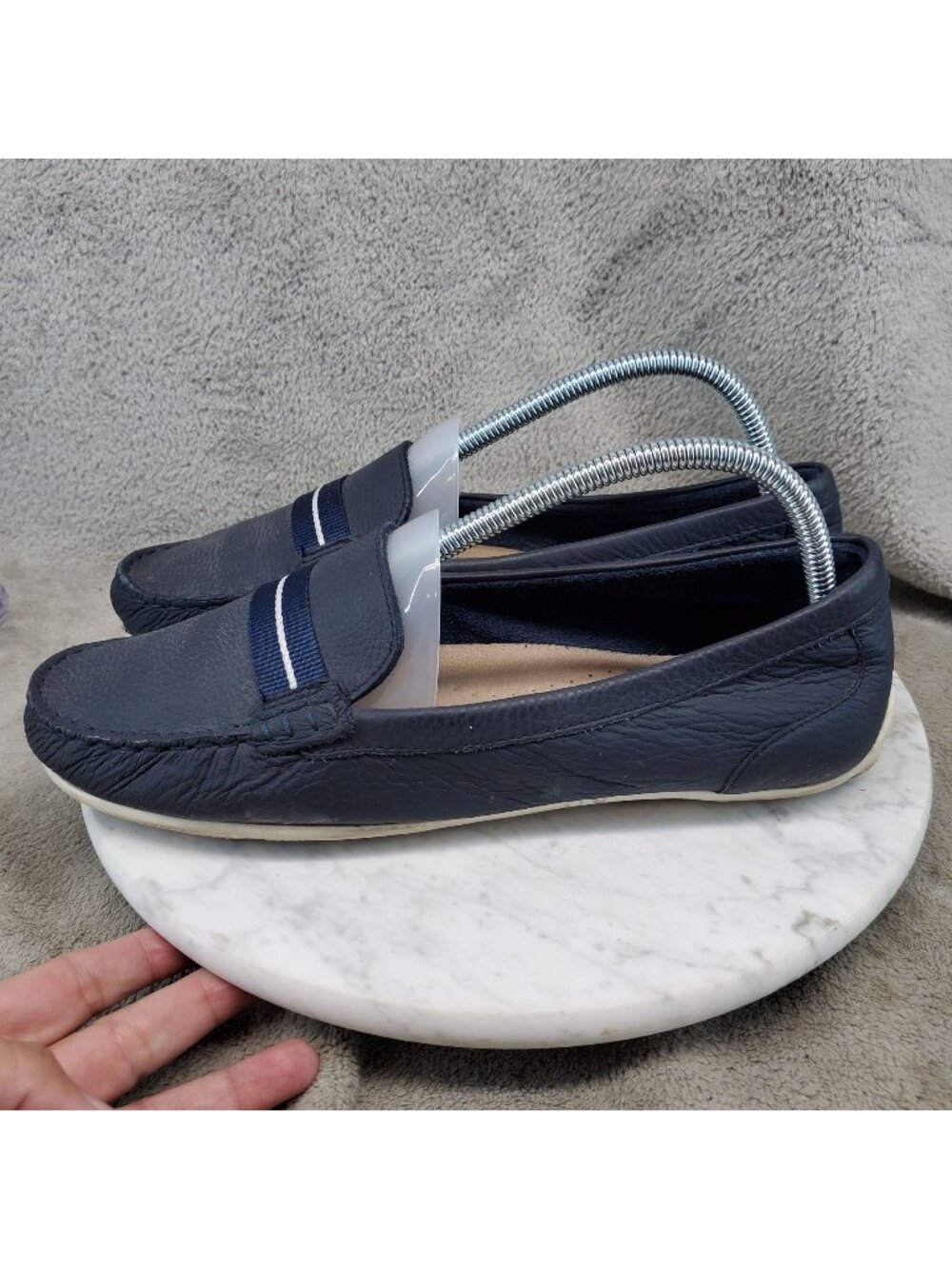Clarks Shoes Womens Size 9 Blue Leather Dameo Vine Comfort Loafers *Read*